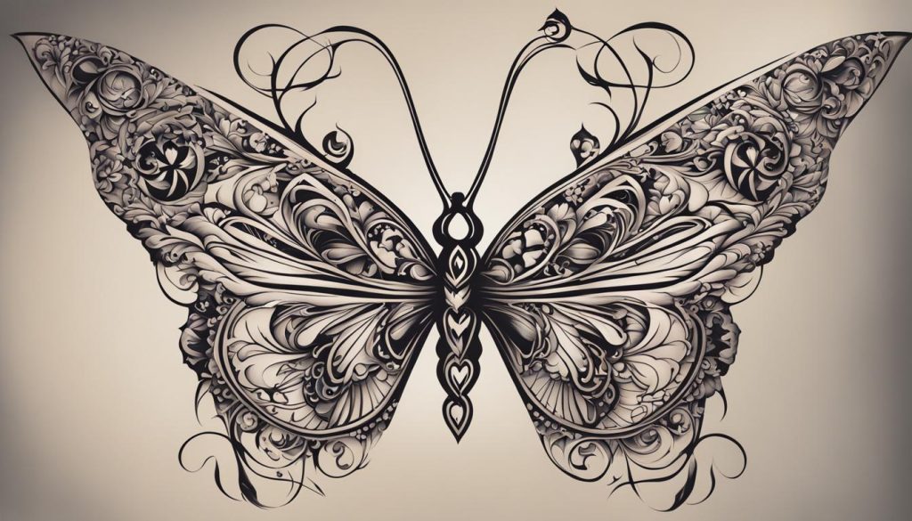 combining butterfly tattoos with symbols of love