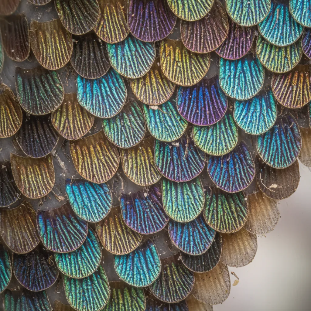 Macro view of butterfly wing scales