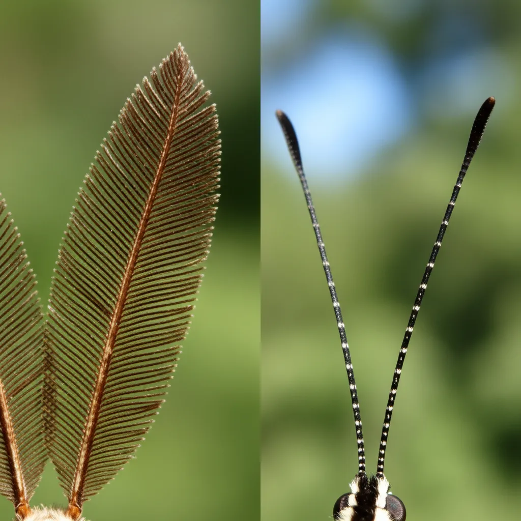 moth antennae vs butterfly antennae close-up