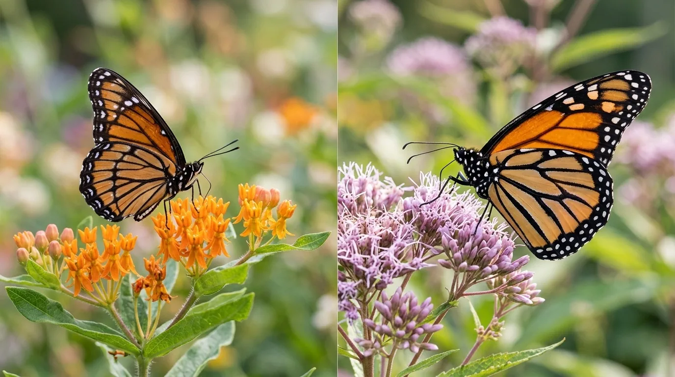Viceroy butterfly vs Monarch butterfly side by side identification comparison
