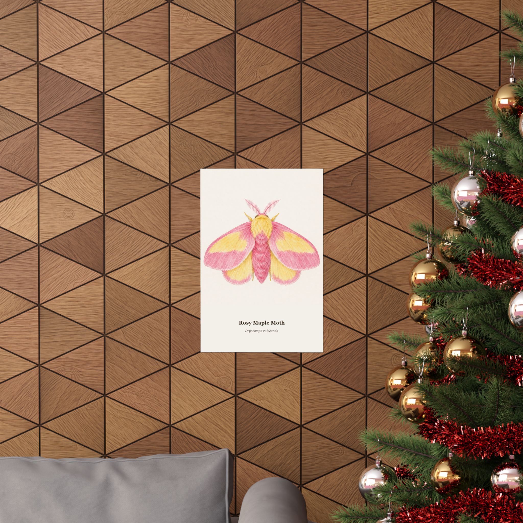 Rosy Maple Moth Watercolor Print - Image 4